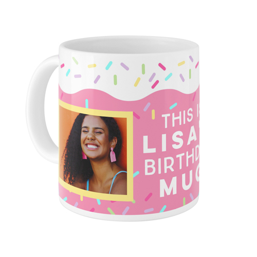Sweet Birthday Cake Mug, White,  , 11oz, Pink