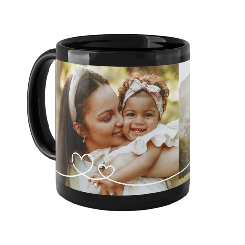 Swirl Heart Mug, Black, , 11oz, White, white