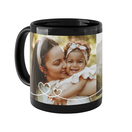 Swirl Heart Mug, Black,  , 11oz, White