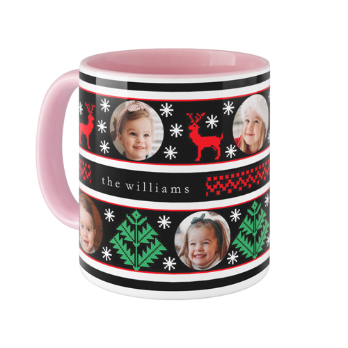 Holiday Sweater Mug, Pink,  , 11oz, Black