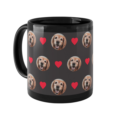 Loved Floating Faces Mug, Black, , 11oz, Red, fire engine