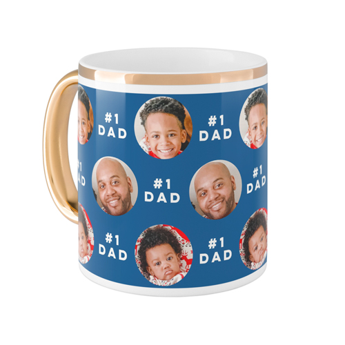 Custom Mugs With Blue And Gold Accents