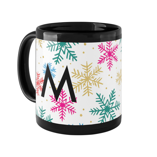 Colorful Snow Custom Text Mug, Black,  , 11oz, Multicolor