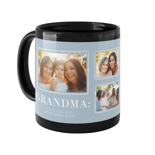 Scallop Doodle Frames Mug, Black,  , 11oz, Blue