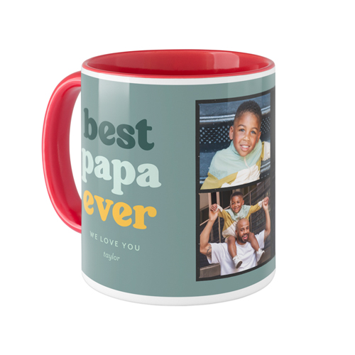 Best Papa Framework Mug, Red,  , 11oz, Blue