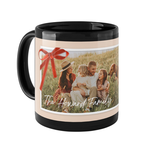 Holiday Bow Mug, Black, , 11oz, Beige, sand
