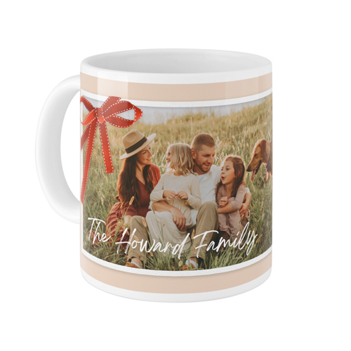 Holiday Bow Mug, White,  , 11oz, Beige