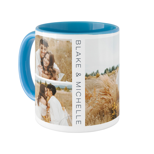 Modern Vertical Text Mug, Light Blue,  , 11oz, White