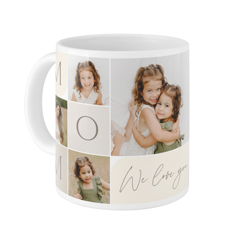 Mom Color Grid Mug, White,  , 11oz, Beige