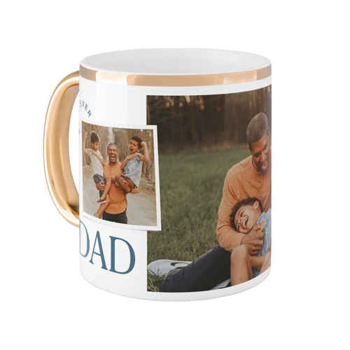 The Best Dad Ever Mug, Gold Handle,  , 11oz, White