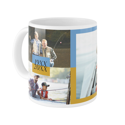 Then and Now Mug, White, , 11oz, Yellow, mustard
