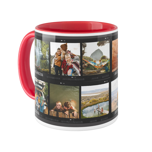 Travel Film Collage Mug, Red,  , 11oz, Gray
