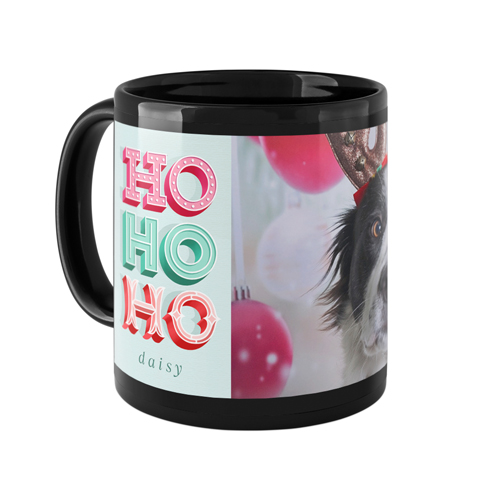 Holly Jolly Holiday Mug, Black, , 11oz, Blue, rain