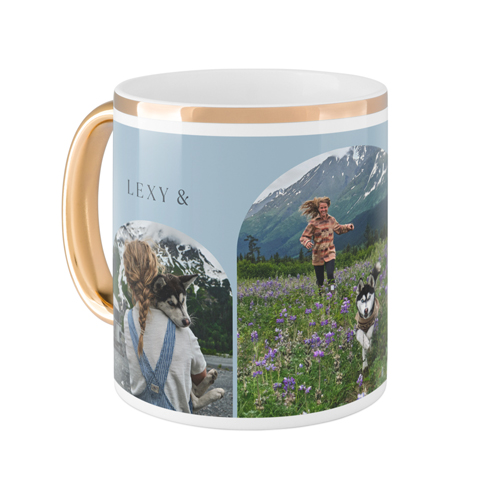 Timeline Arches Mug, Gold Handle, , 11oz, Blue, celeste