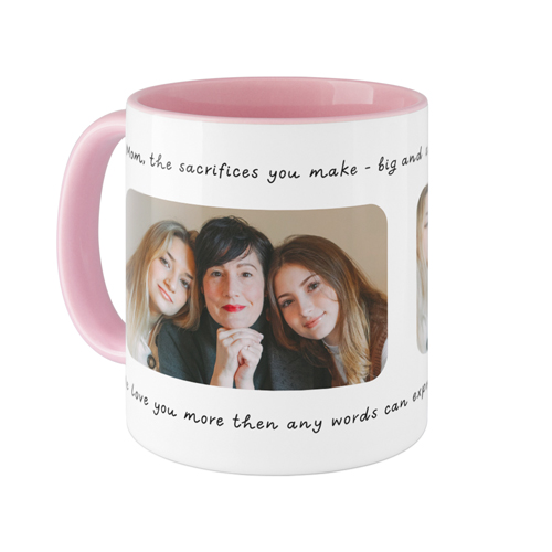 Handwritten Border Mug, Pink, , 11oz, White, white