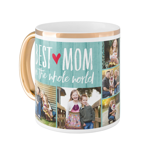 Best Mom Mug, Gold Handle,  , 11oz, Blue