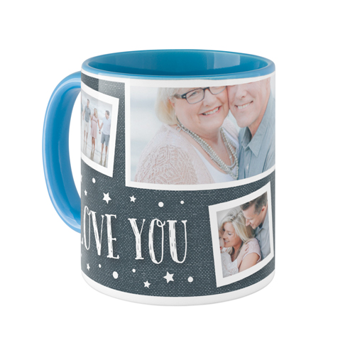 Love To The Moon and Back Denim Mug, Light Blue,  , 11oz, Blue