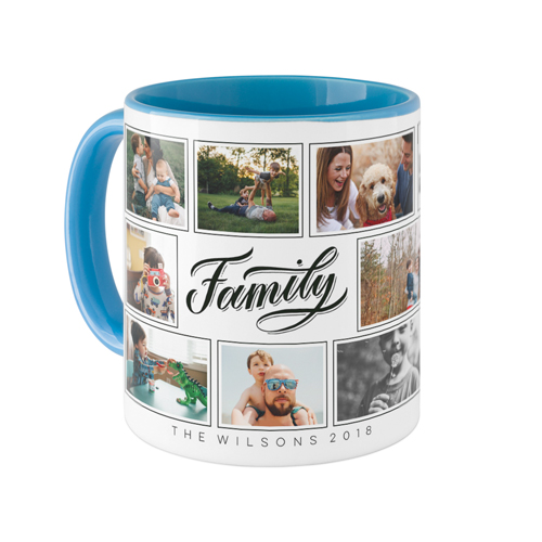 Family Script Mug, Light Blue,  , 11oz, Black