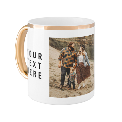 Gallery of Two Text Mug, Gold Handle, , 11oz, Multicolor, multi