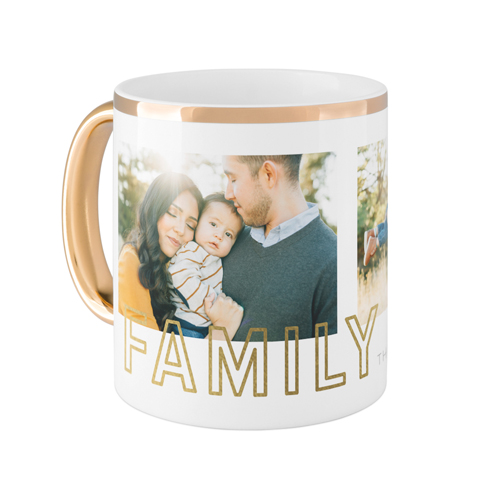 Contemporary Family Collage Mug, Gold Handle,  , 11oz, White