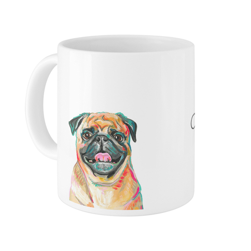 Pug Custom Text Mug, White,  , 11oz, Multicolor