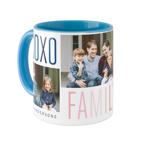 Family Love Hugs Mug, Light Blue,  , 11oz, White
