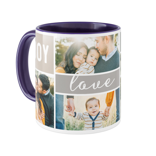 Joy Love Family Mug, Blue,  , 11oz, Gray