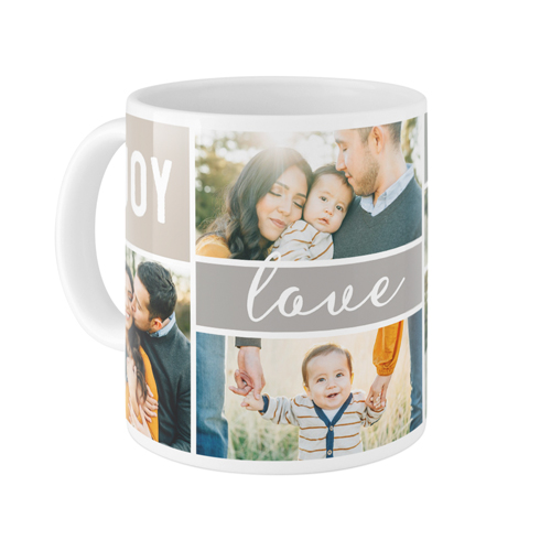 Joy Love Family Mug, White,  , 11oz, Gray