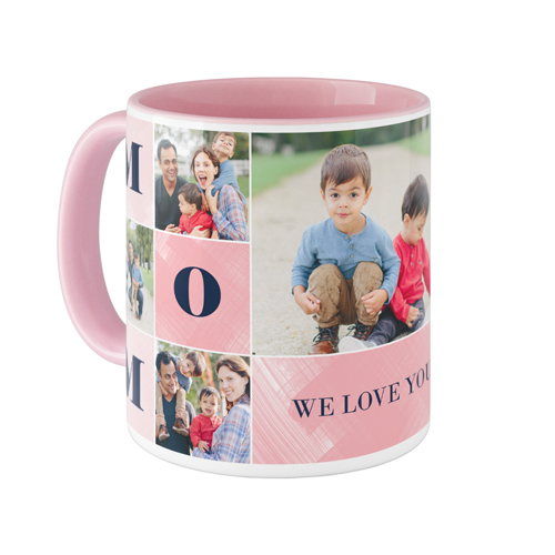 Mom Color Blocks Mug, Pink,  , 11oz, Pink