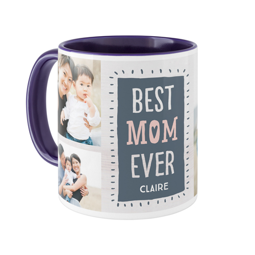 Best Mom Heart Mug, Blue,  , 11oz, Gray
