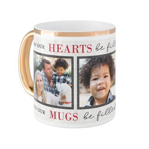 Hearts Be Filled Mug, Gold Handle,  , 11oz, Red