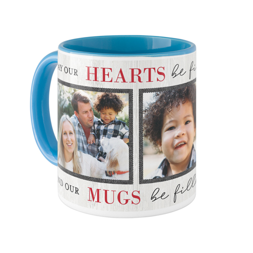 Hearts Be Filled Mug, Light Blue,  , 11oz, Red