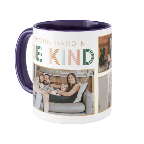 Work Hard Be Kind Mug, Blue,  , 11oz, White