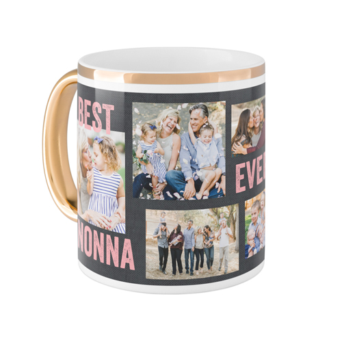 Best Ever Collage Mug, Gold Handle, , 11oz, Pink, shrimp