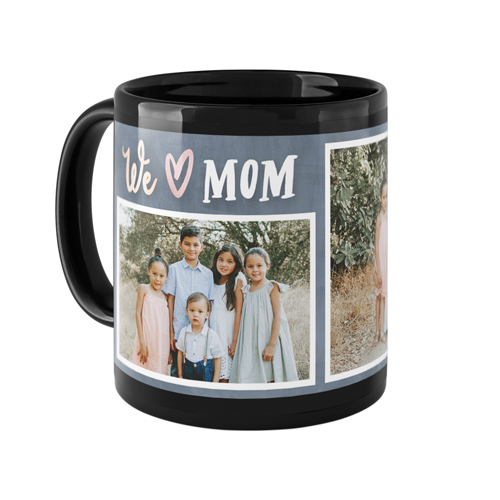 Modern We Heart Mom Mug, Black,  , 11oz, Gray