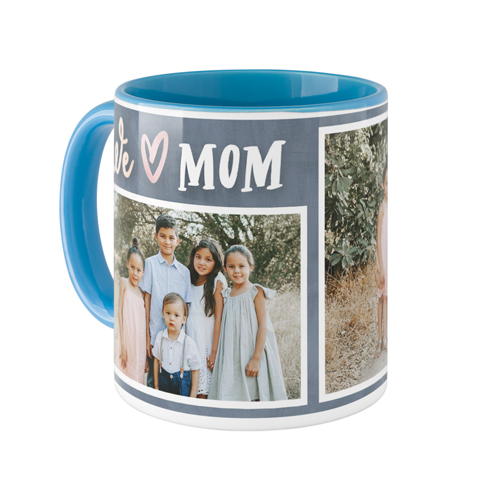 Modern We Heart Mom Mug, Light Blue,  , 11oz, Gray