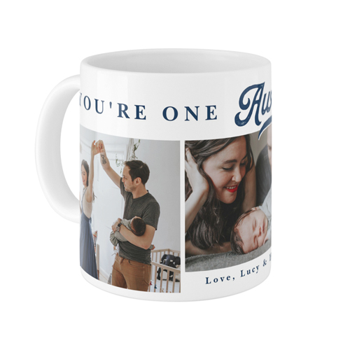 Retro Awesome Mug, White,  , 11oz, Blue