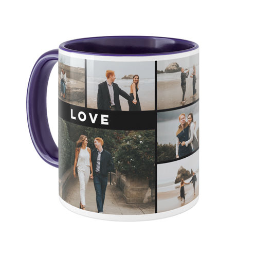 Eternal Love Grid Mug, Blue, , 11oz, Black, black