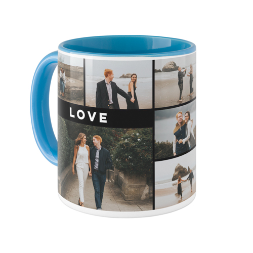 Eternal Love Grid Mug, Light Blue,  , 11oz, Black