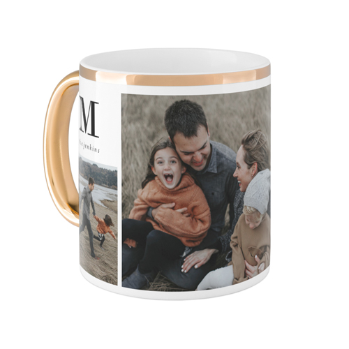 Monogram Family Mug, Gold Handle, , 11oz, White, white