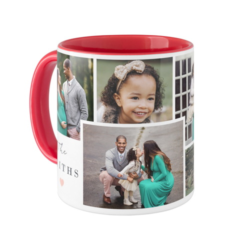 Overlap Family Collage Mug, Red,  , 11oz, White