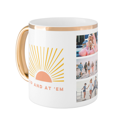 Sunrises and Coffee Mug, Gold Handle,  , 11oz, White