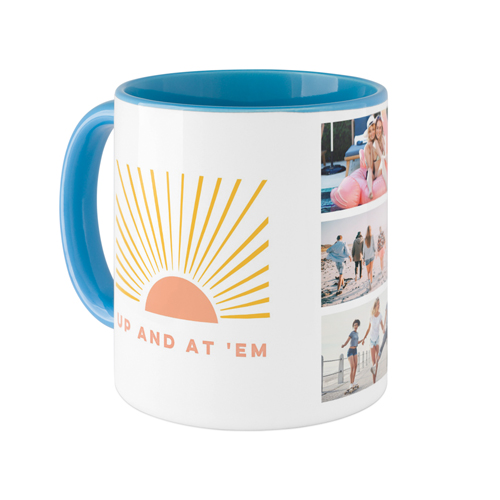 Sunrises and Coffee Mug, Light Blue,  , 11oz, White