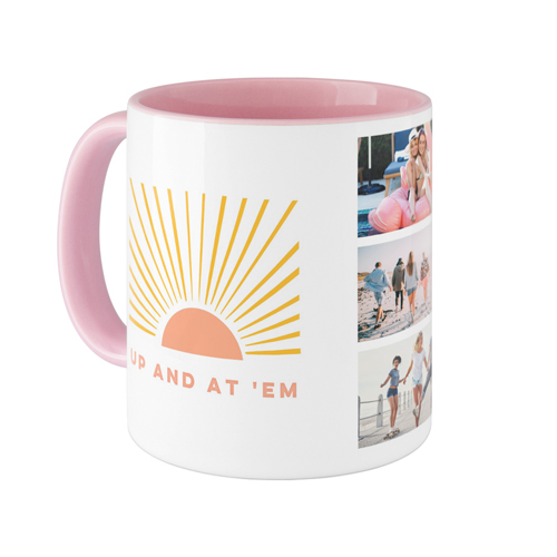 Sunrises and Coffee Mug, Pink,  , 11oz, White
