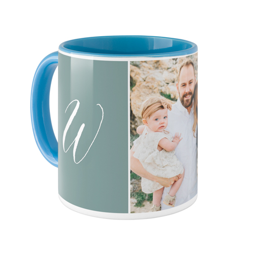Gallery Trio Monogram Mug, Light Blue, , 11oz, Multicolor, Multi