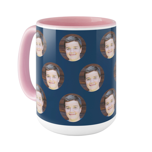 Floating Faces Mug, Pink, , 15oz, Blue, navy