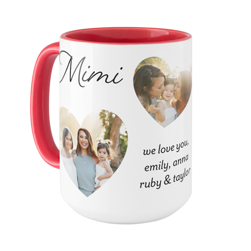 Heart Cutout Trio Mug, Red, , 15oz, White, white