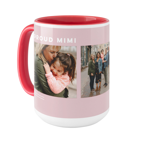 Corner Frame Simple Mug, Red, , 15oz, Pink, faded rose