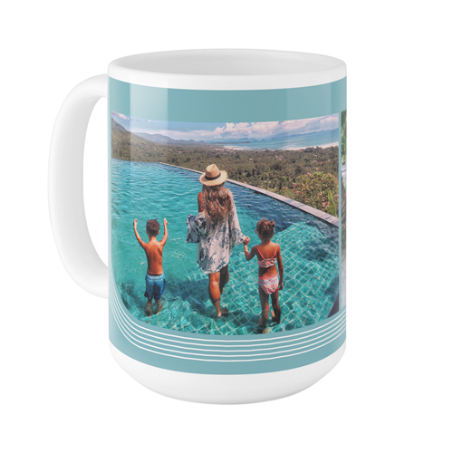 Curved Lines Mug, White,  , 15oz, Blue
