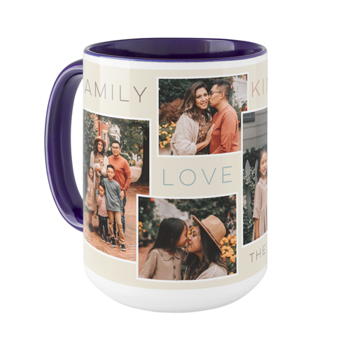 Family Love Kindness Frames Mug, Blue,  , 15oz, Beige